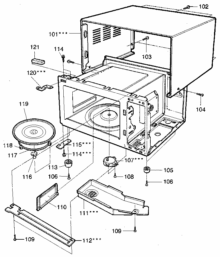 Cabinet Diagram and Parts List for 7218922280  Kenmore Microwave