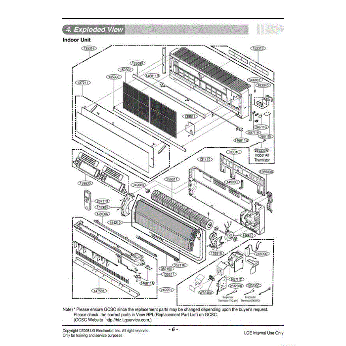 Section Diagram and Parts List for LAN185HV ANCBEUS LG Air Conditioner