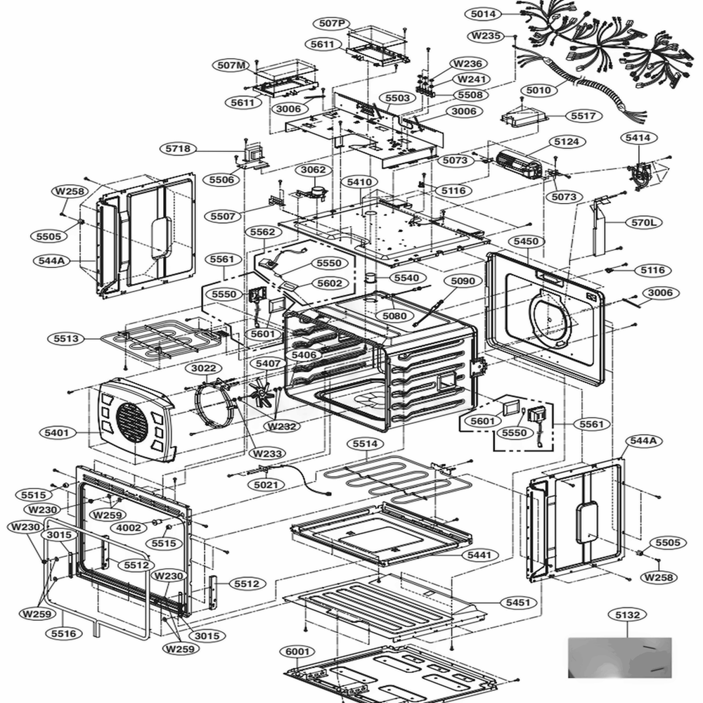 Cavity Parts Diagram and Parts List for LSWS309BD ABDLSTD LG Range