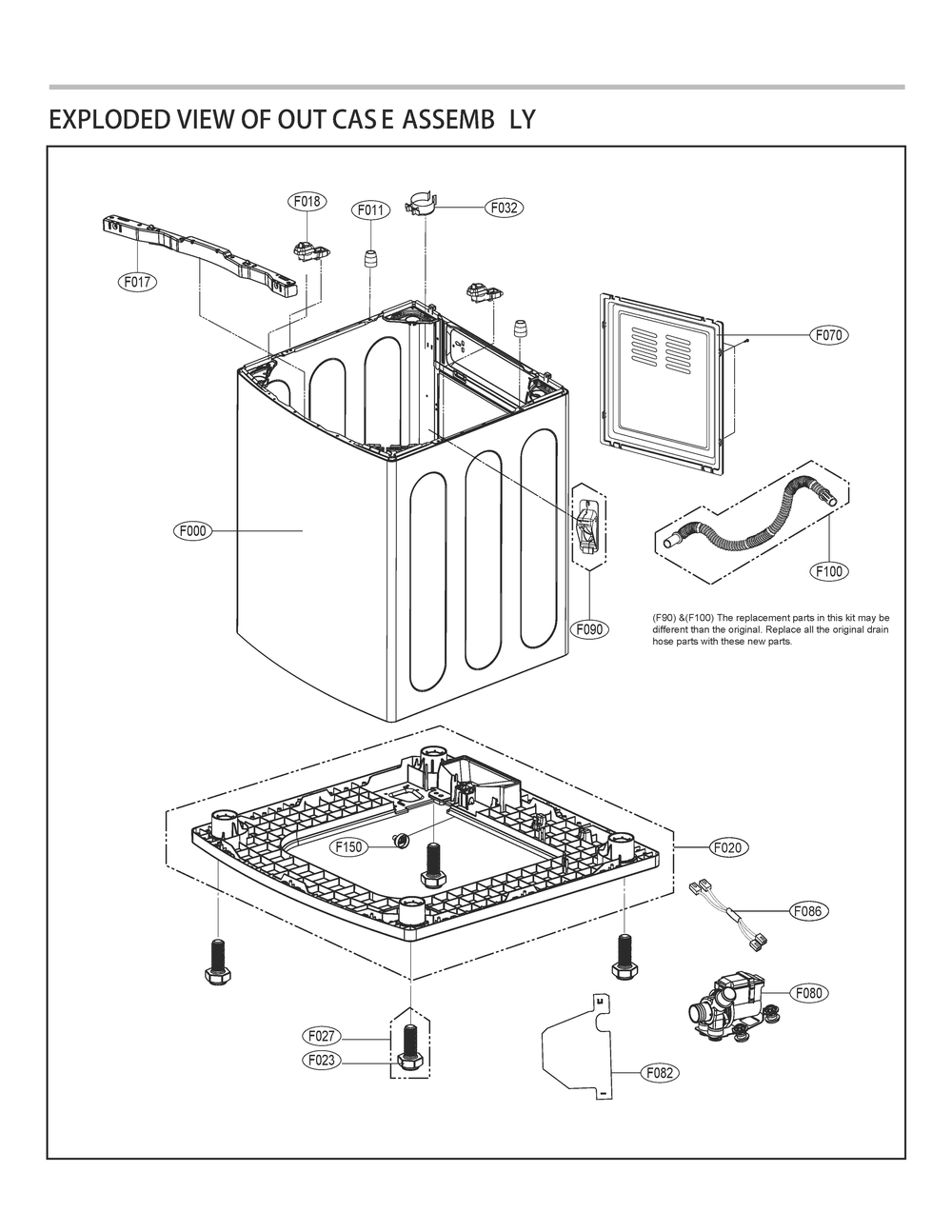 Case Assembly Diagram and Parts List for T1746ADFSP ABWEPEU LG Washer