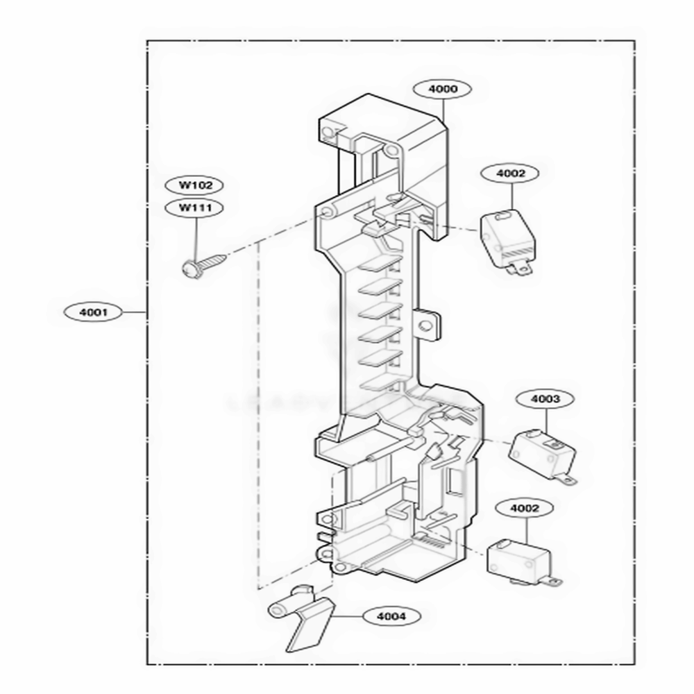 Latch Board Parts Diagram and Parts List for MMV5165AAB CB1EMTG LG Wall Oven