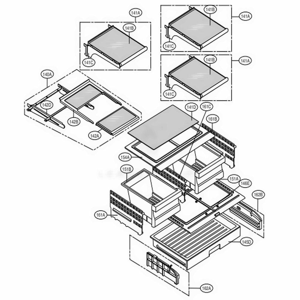 Refrigerator Parts 2 Diagram and Parts List for 79753 AST5SER LG Refrigerator