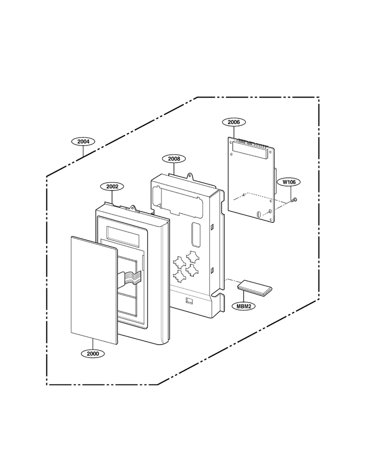 Controller Parts Diagram and Parts List for MV1502B-01  LG Microwave