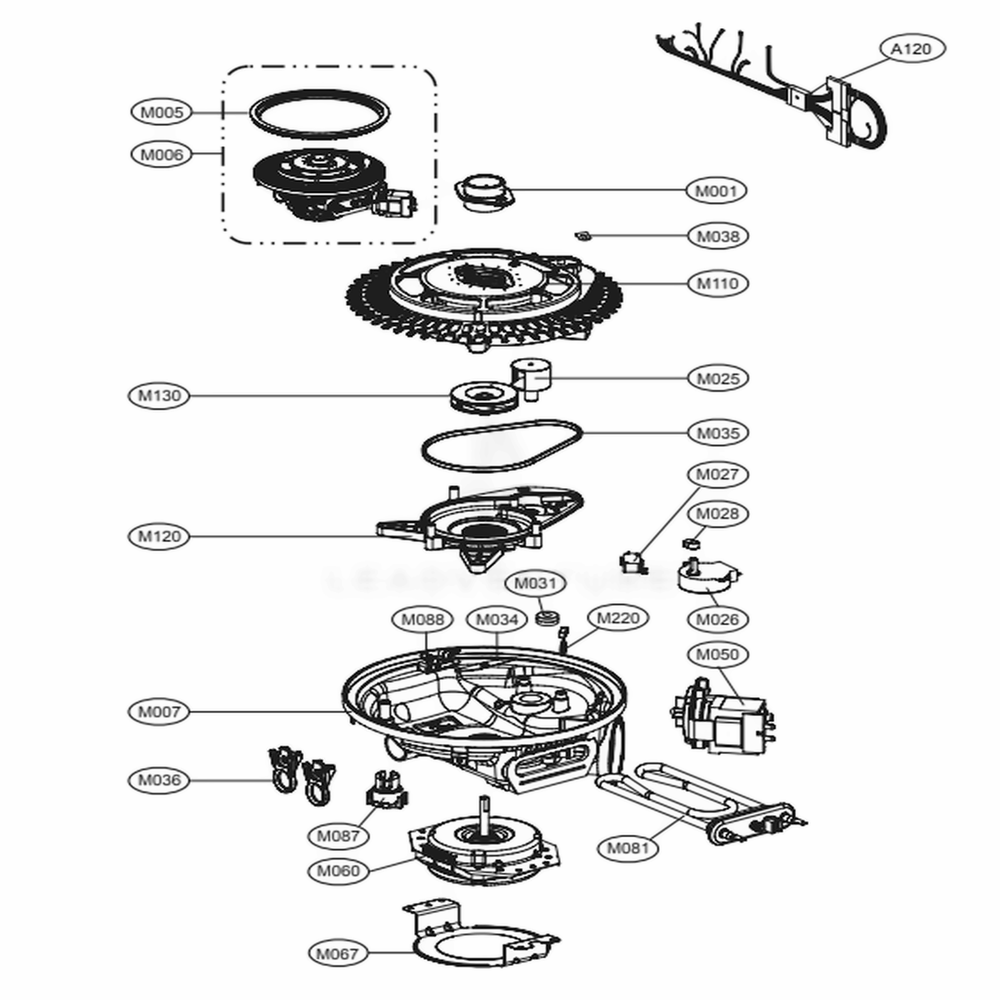 Sump Assembly Diagram and Parts List for LDS5040ST ASTEEUS LG Dishwasher