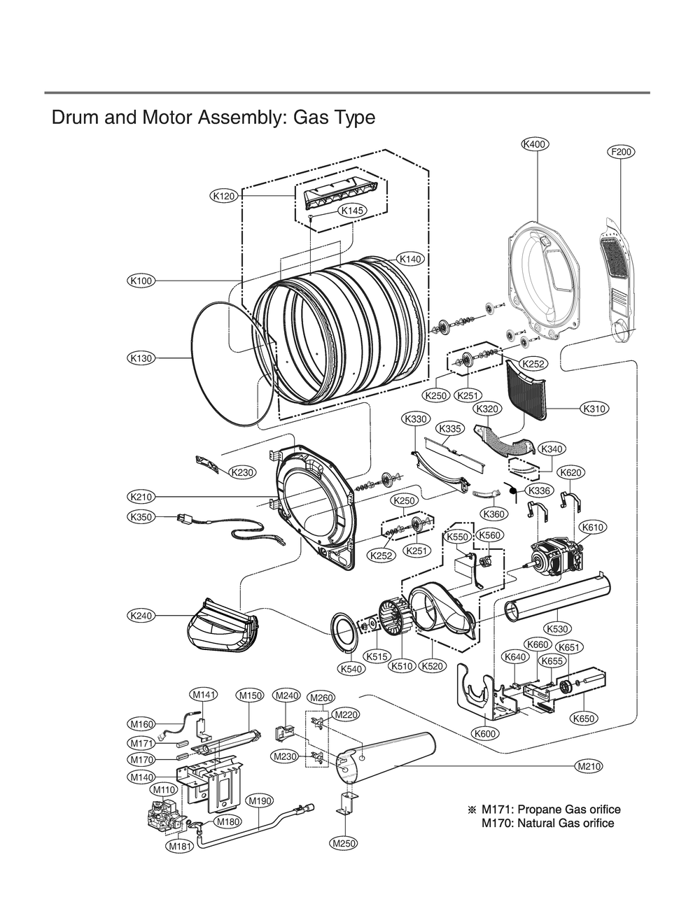 Drum And Motor Assembly Diagram and Parts List for DLG3471M ABMEEUS LG Dryer