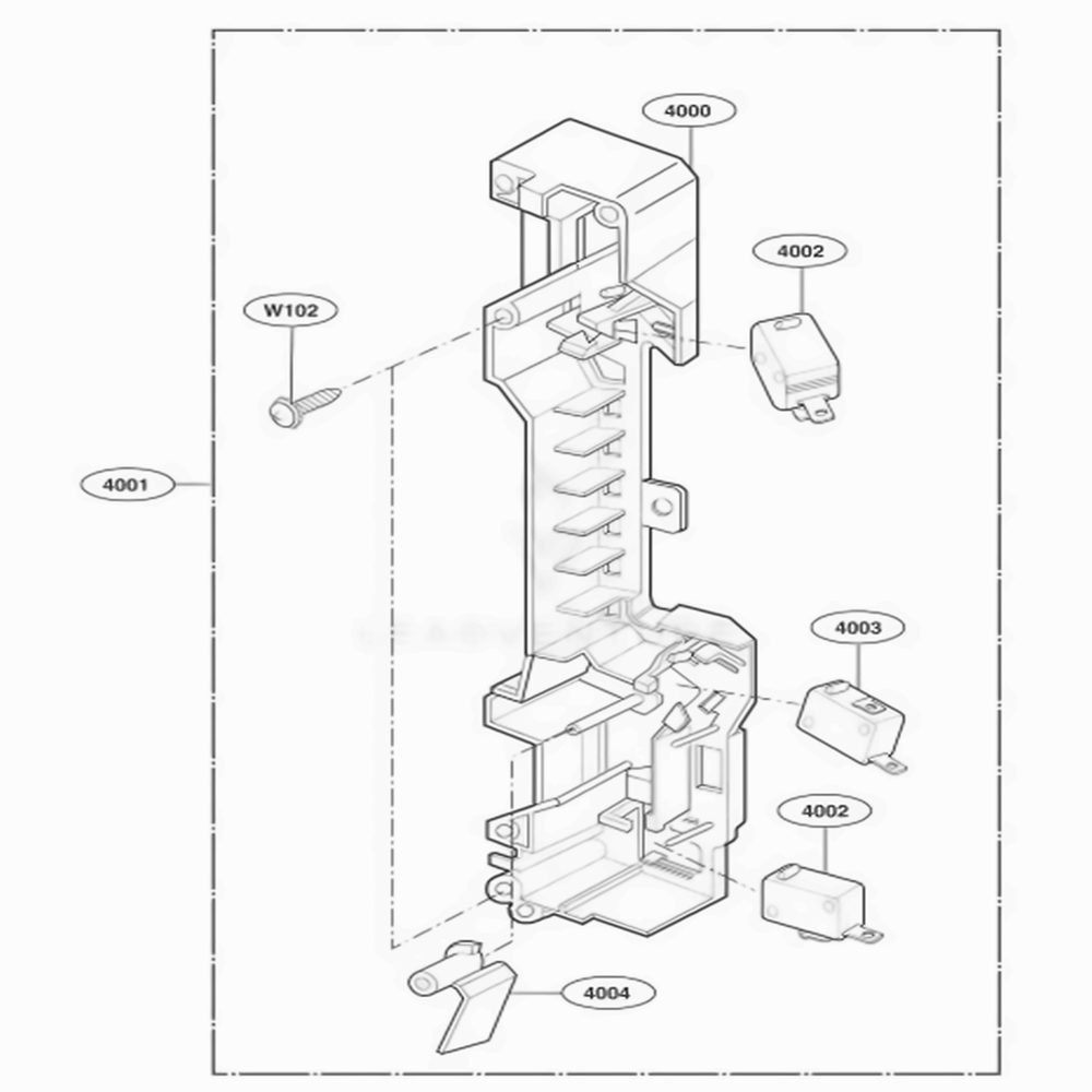 Latch Board Parts Diagram and Parts List for LMVM2075ST AS2ELGA LG Microwave