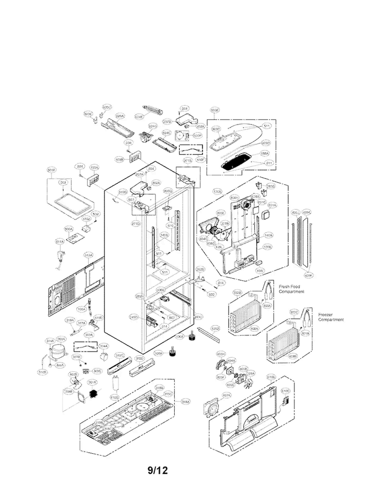 Case Parts Diagram and Parts List for LFX31945ST 02 LG Refrigerator