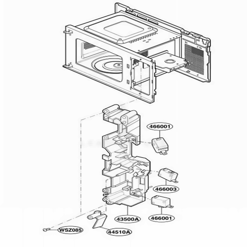 Latch Board Parts Diagram and Parts List for GMS7020UW KWHEGSC LG Range