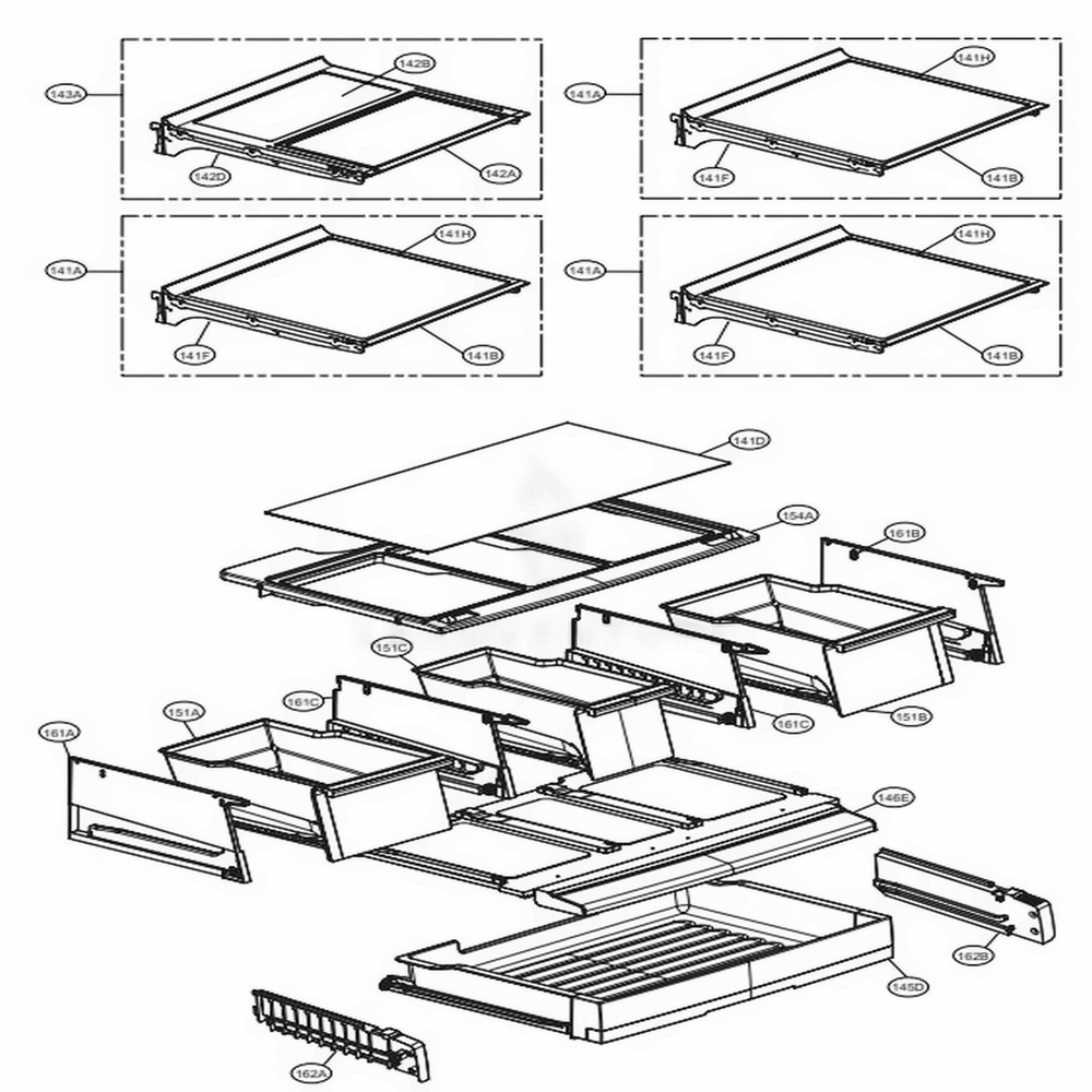 Refrigerator Parts Diagram and Parts List for LFX29927SB AWBCNA0 LG Refrigerator