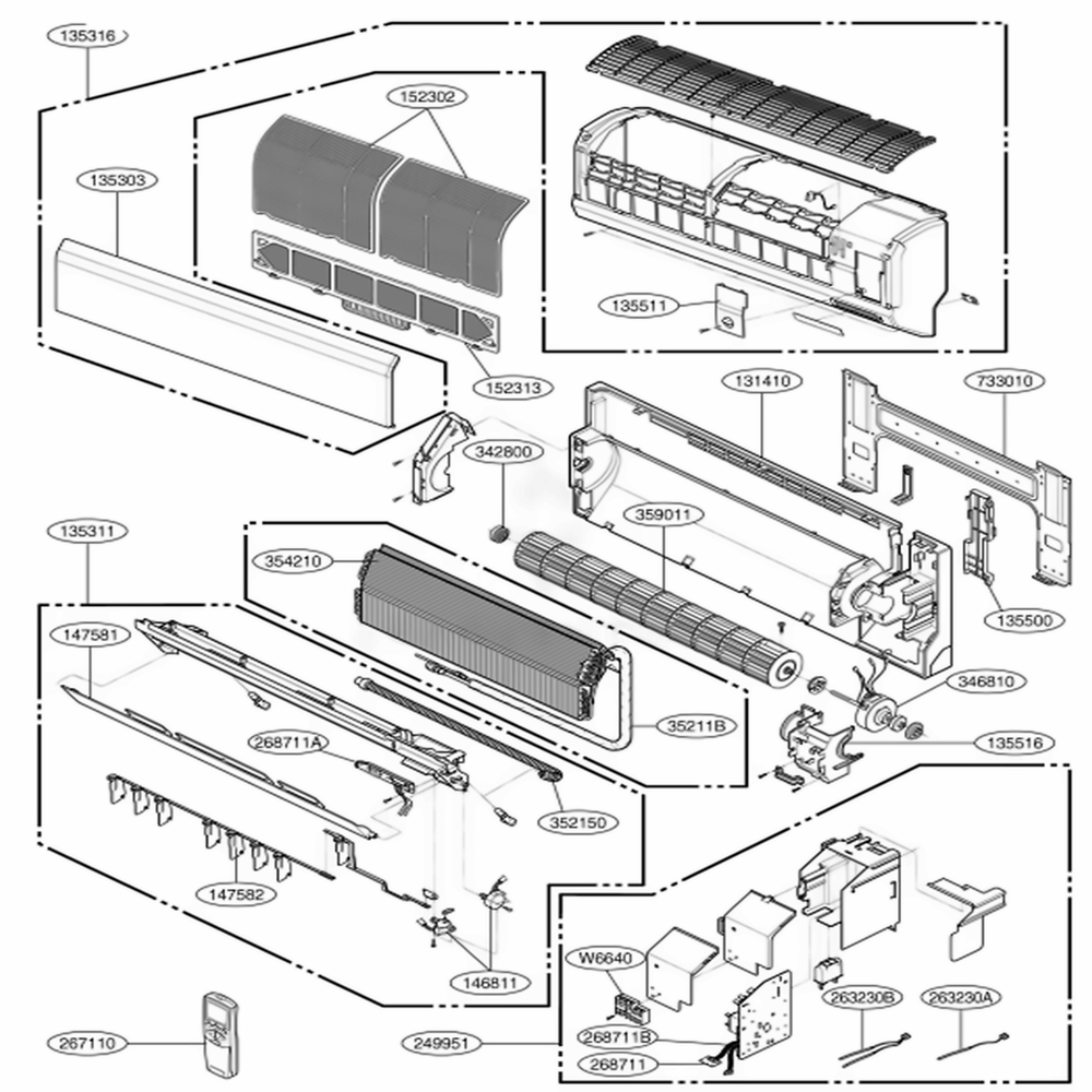 Main Diagram and Parts List for A2NC123GHA0 AMBAHCI LG Air Conditioner