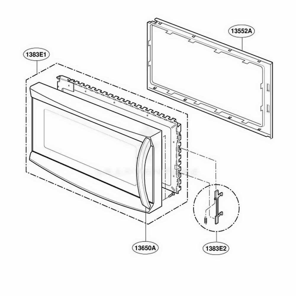 Door Parts Diagram and Parts List for JVM1490WD AWHEGEU LG Range