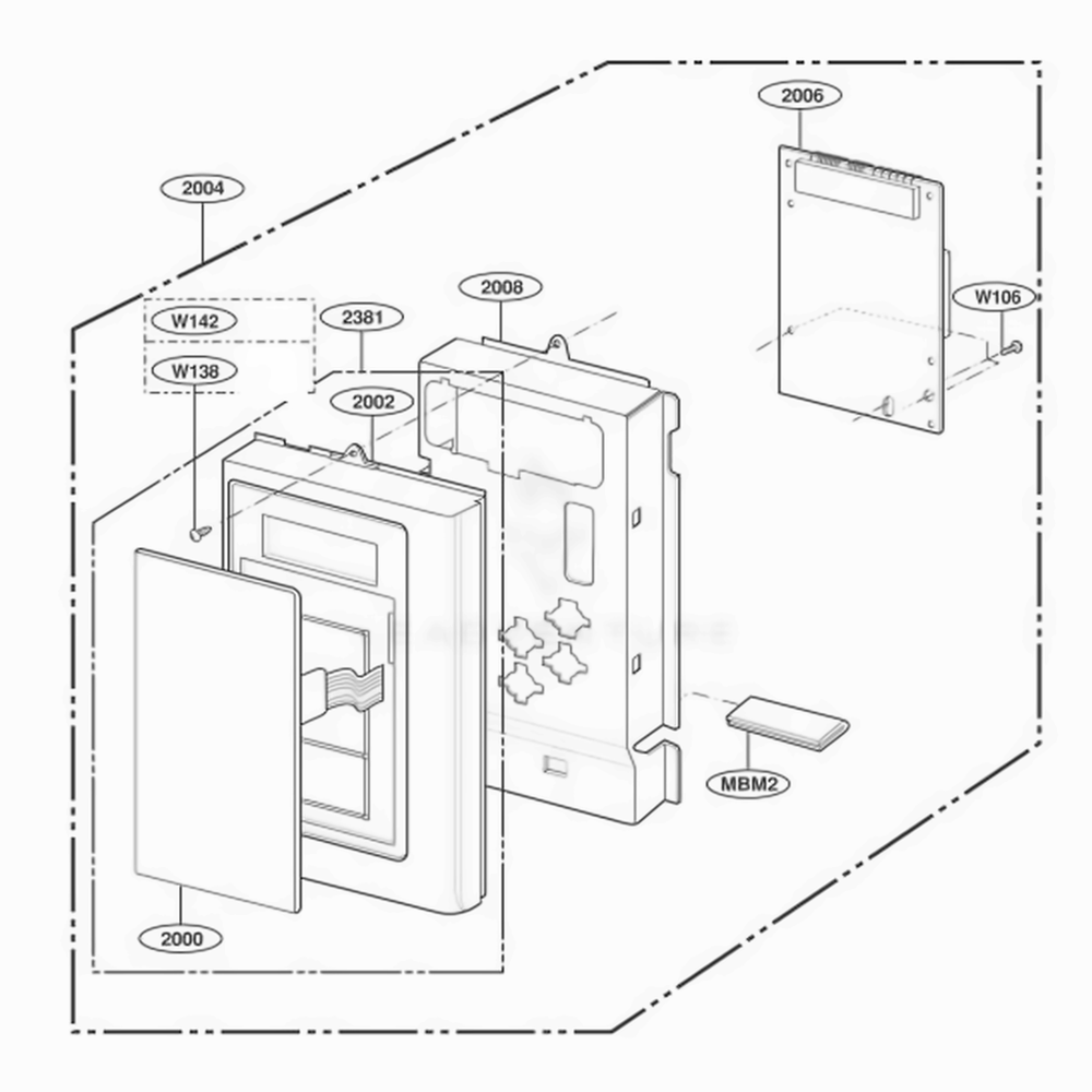 Controller Parts Diagram and Parts List for 80012 CW1ESEA LG Wall Oven