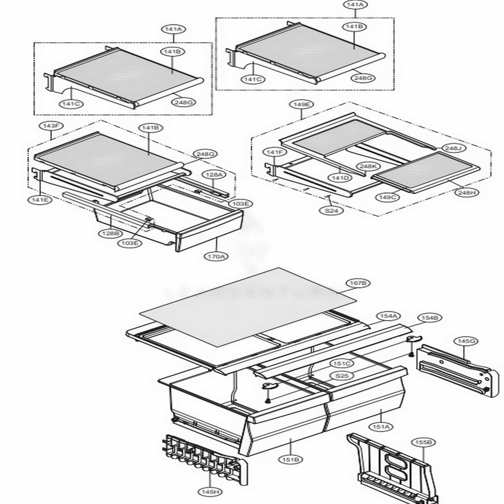 Refrigerator Parts Diagram and Parts List for 78359 AWBCSEF LG Refrigerator