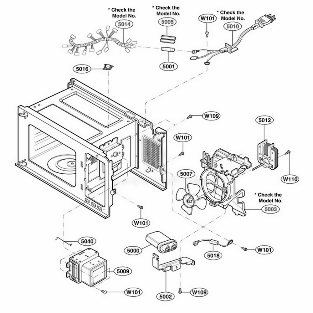 Interior Parts 1 Diagram and Parts List for 63102 CWHESEA LG Range