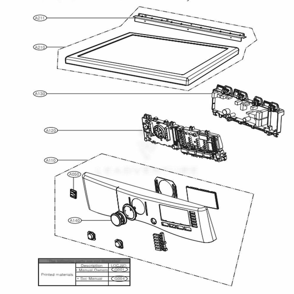 Control Panel And Plate Assembly Diagram and Parts List for 81182 ABWESEU LG Washer Dryer Combo