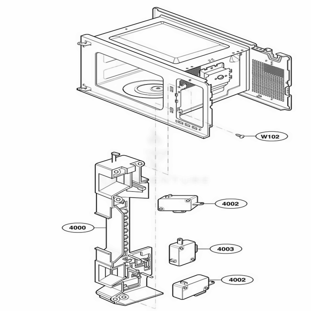 Latch Board Parts 2 Diagram and Parts List for 62253 KSBESEA LG Range