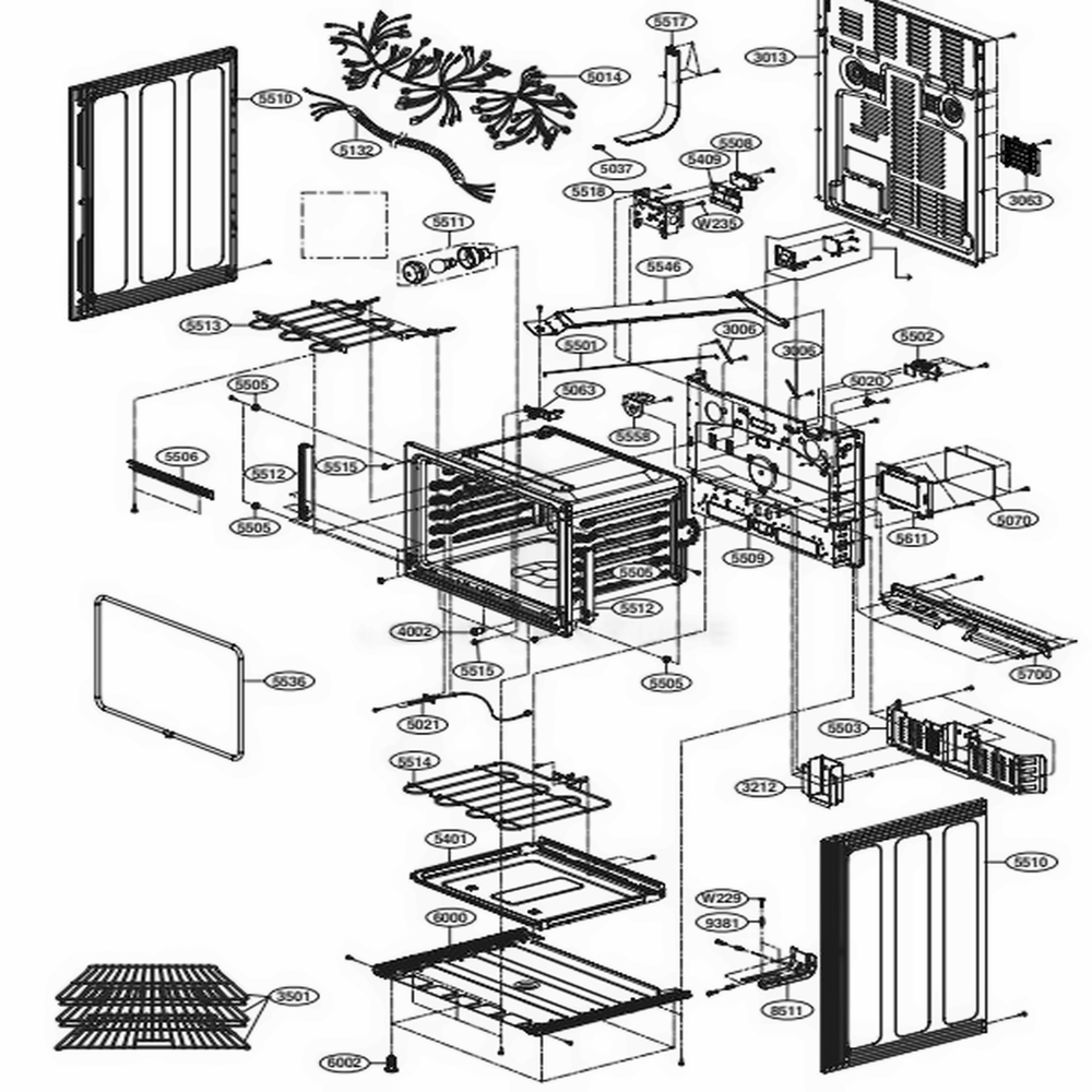 Lower Cavtiy Parts Diagram and Parts List for LDE3035ST FSTLLGA LG Range