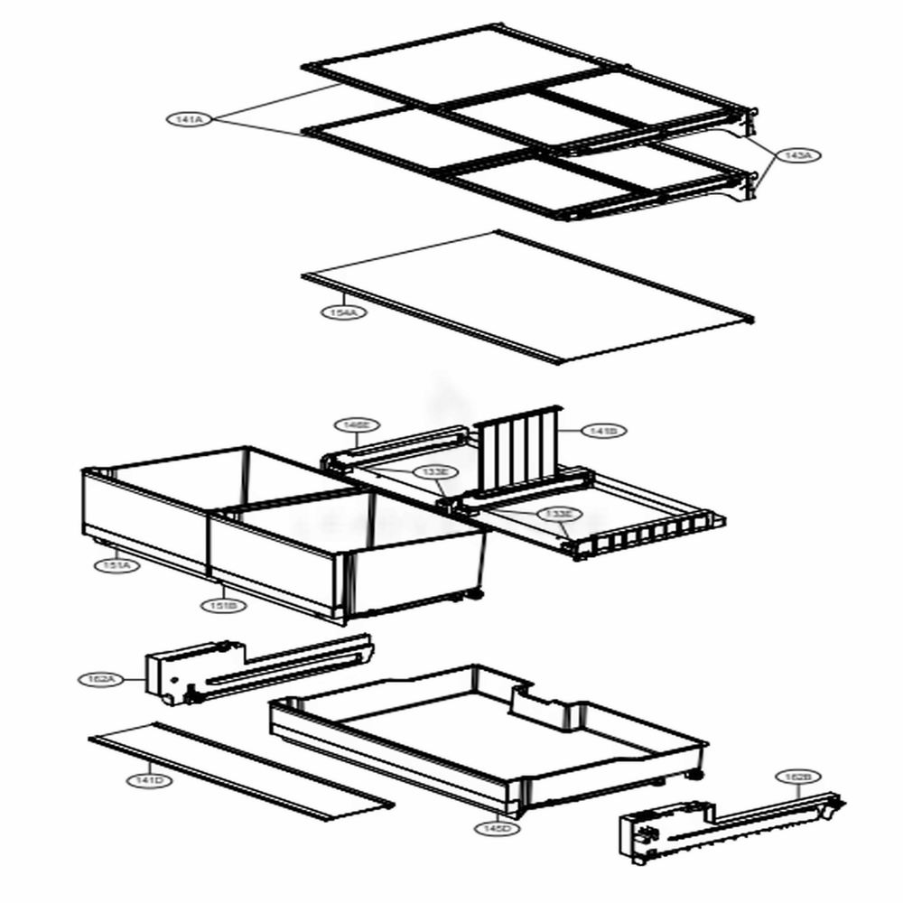 Refrigerator Parts Diagram and Parts List for 75077 ASBCSE0 LG Refrigerator