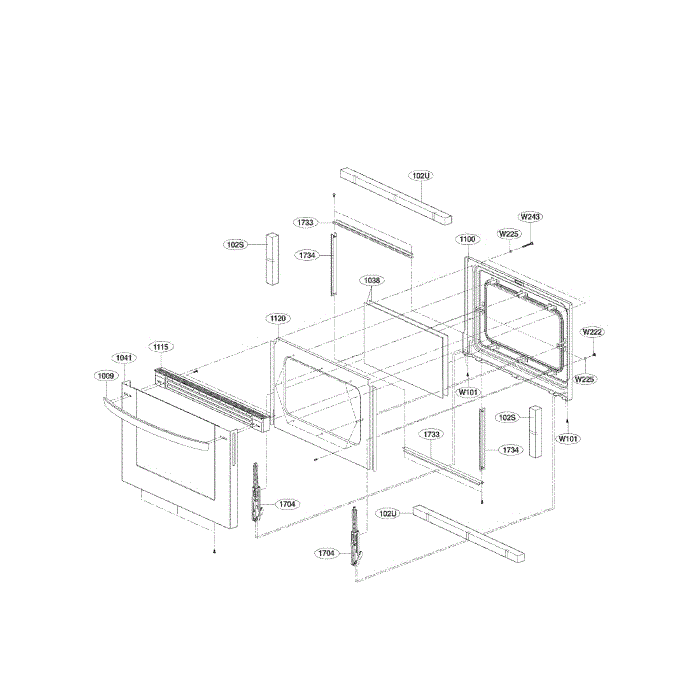 Lower Door Diagram and Parts List for LDG3037ST 00 LG Range