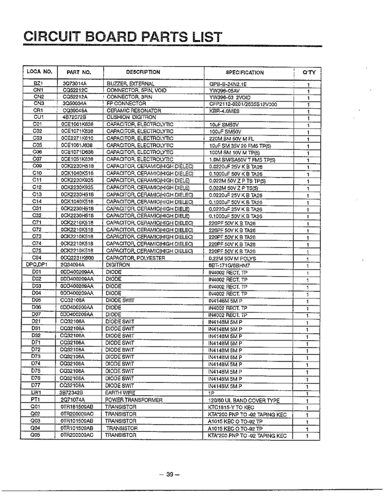 Complete Microwave Oven Page 11 Diagram and Parts List for MA-1554M  LG Microwave