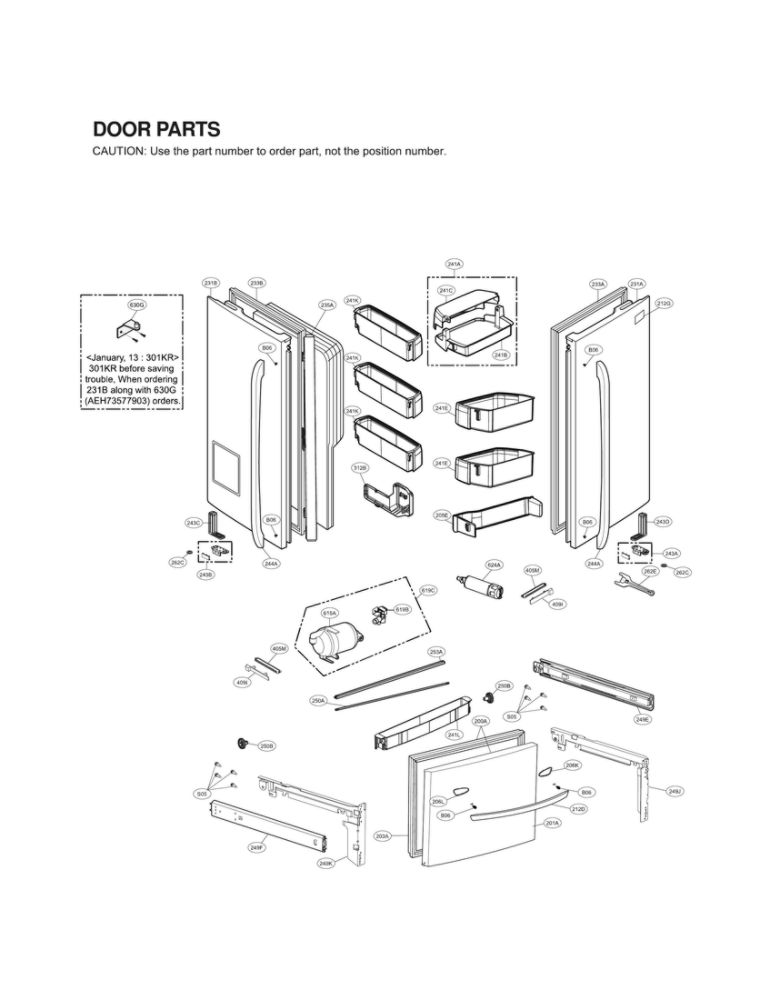 Door Parts Diagram and Parts List for LFX31915SB 00 LG Refrigerator