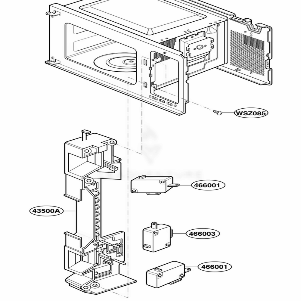 Latch Board Parts Diagram and Parts List for MT4110SKB2 CB2EWRP LG Range