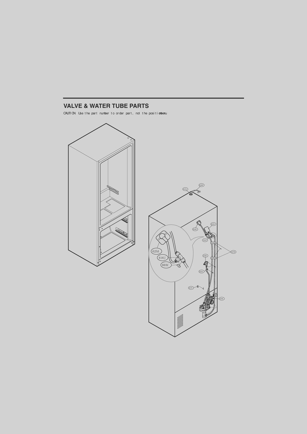 Valve And Water Tube Parts Diagram and Parts List for GC-X288NSSM ASTCNA0 LG Refrigerator