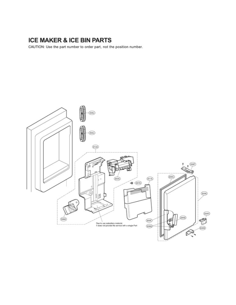 Ice Maker And Ice Bin Parts Diagram and Parts List for LMXS30796S 01 LG Refrigerator