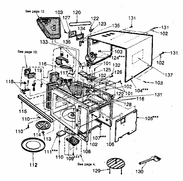 Cabinet Parts Diagram and Parts List for 7218876780  Kenmore Microwave