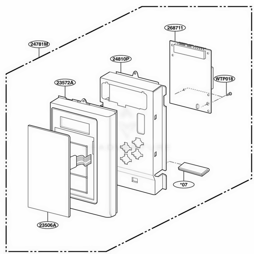 Controller Parts Diagram and Parts List for MV1501BQ KBSEGSE LG Wall Oven