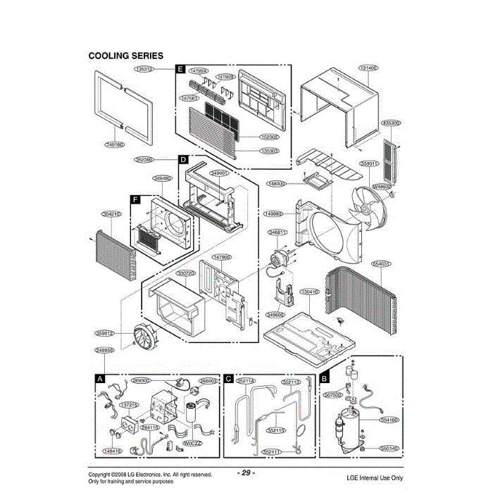 Section Diagram and Parts List for LXA1230ACL AWY6USG LG Air Conditioner