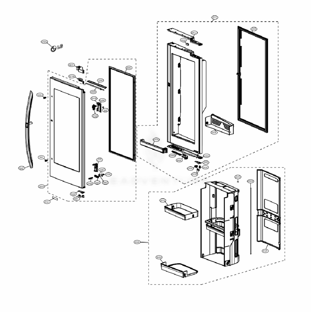 Door Parts 2 Diagram and Parts List for LRFVC2406D ASBCNA0 LG Refrigerator