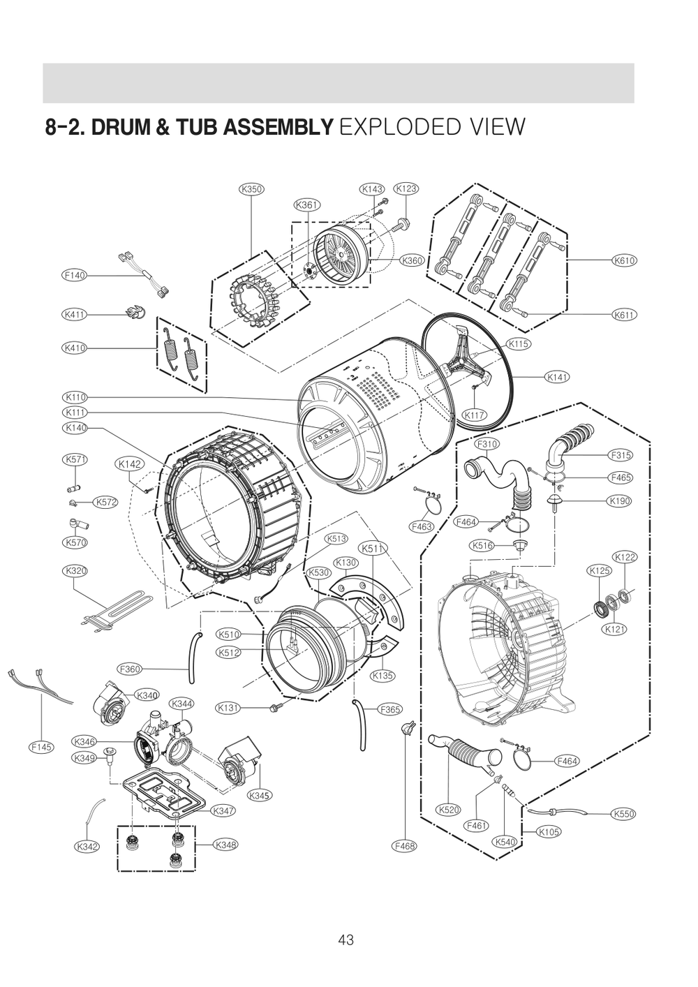 Diagram 2 Diagram and Parts List for F1399RYN ABWEEUS LG Washer