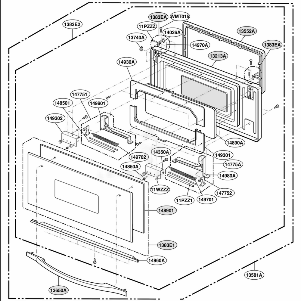 Door Parts Diagram and Parts List for SCB2000CCC ABSLGEU LG Range