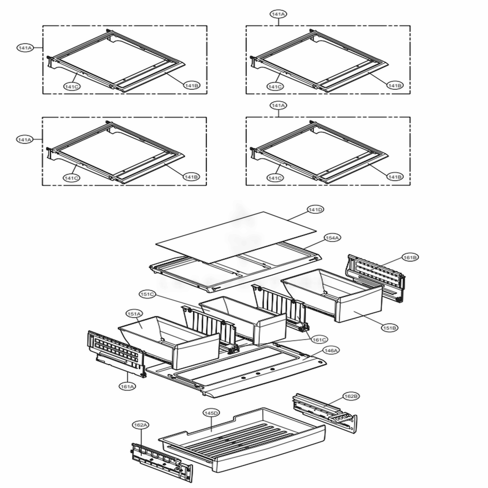 Refrigerator Parts Diagram and Parts List for LFX28979SW ASWCNA1 LG Refrigerator