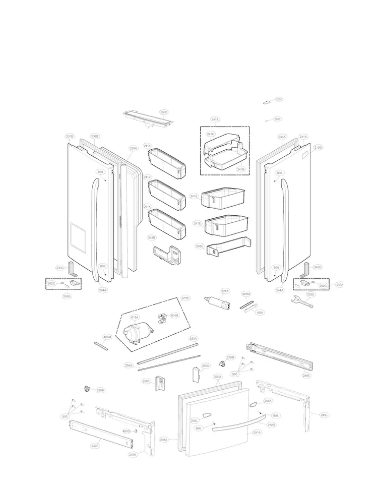 Door Parts Diagram and Parts List for LFXS30726S 00 LG Refrigerator