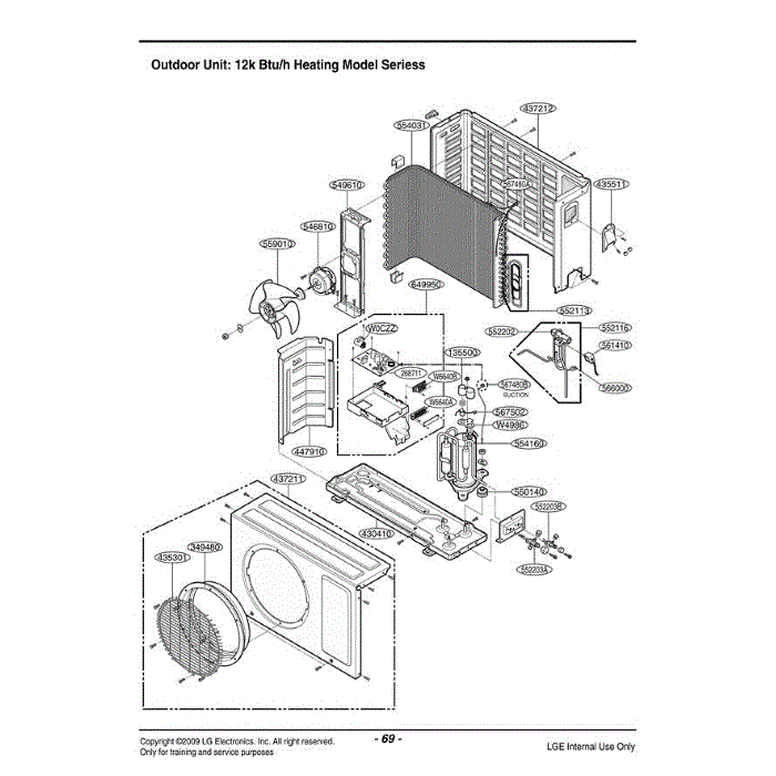 Section Diagram and Parts List for LAU121HNM ANCAEUS LG Air Conditioner