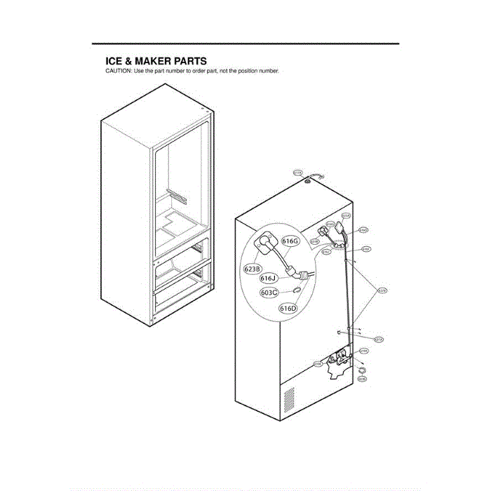 Section 1 Diagram and Parts List for LMX25981SW ASW4LGA LG Refrigerator