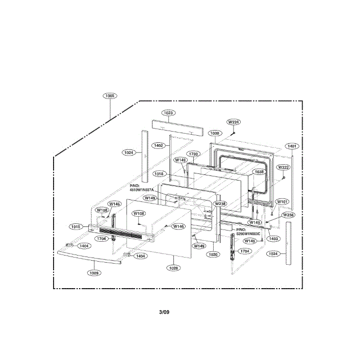 Door Diagram and Parts List for LRE30451SB 00 LG Range