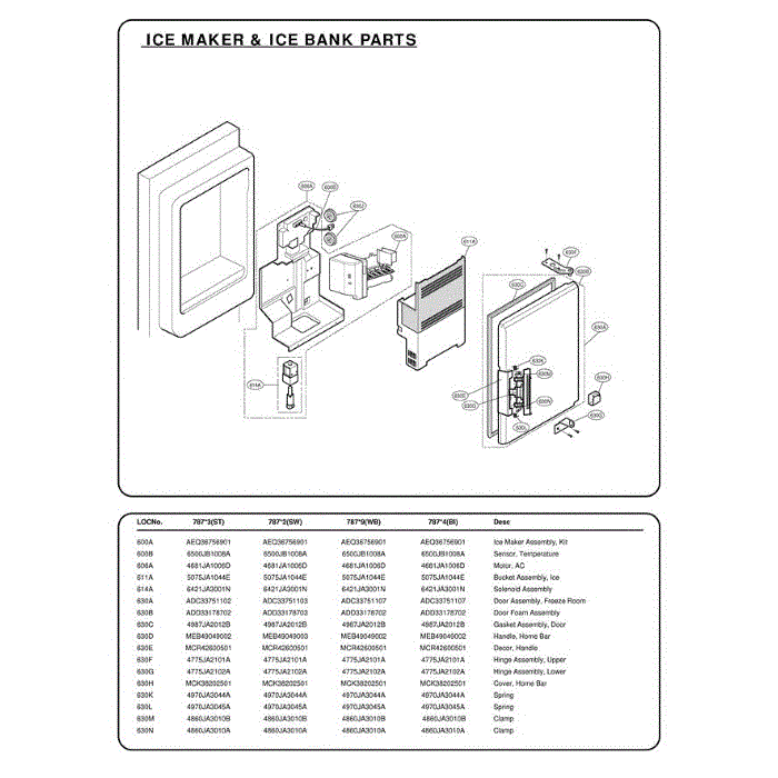 Section 7 Diagram and Parts List for 78753 AST2SER LG Refrigerator