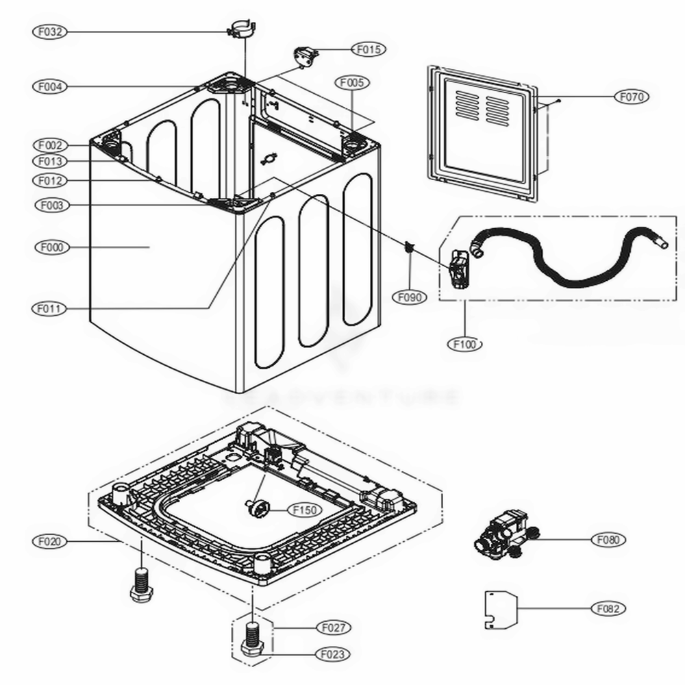 Out Case Assembly Diagram and Parts List for 35452 ABWEEUS LG Washer Dryer Combo