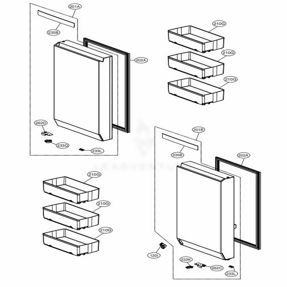 F-Room Door Part Diagram and Parts List for LUPXC2386N AGRCNA0 LG Refrigerator