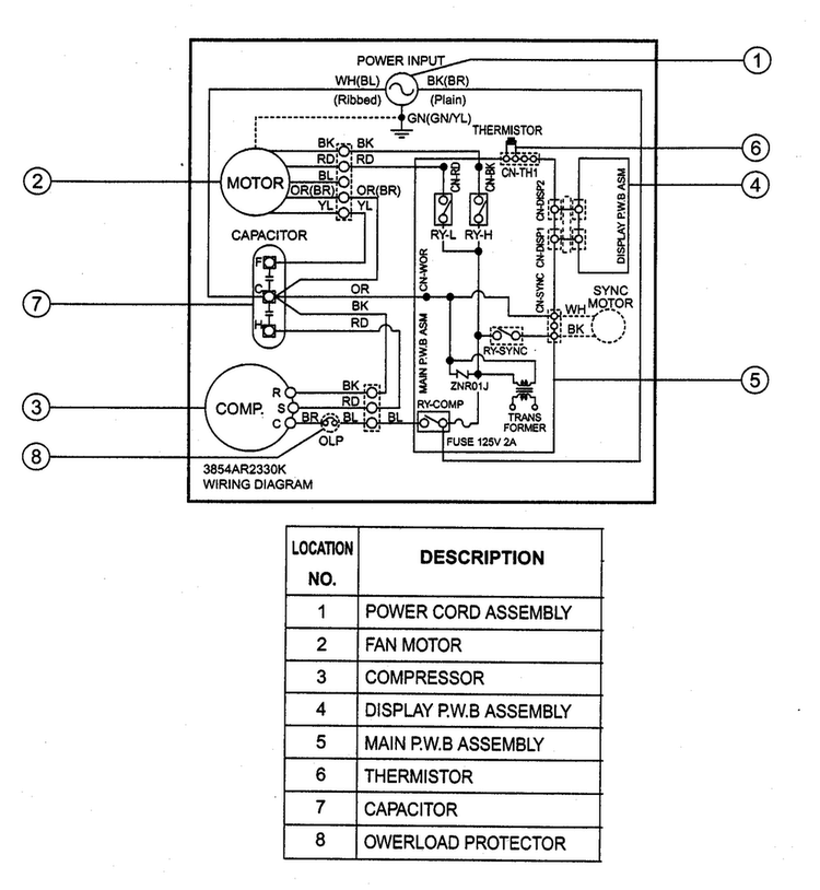 Wiring Diagram Diagram and Parts List for M5203L  LG Air Conditioner