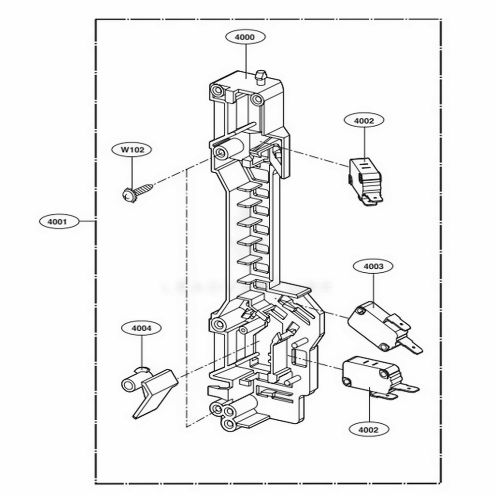 Latch Board Parts Diagram and Parts List for LMV1764ST CS3ELGA LG Range