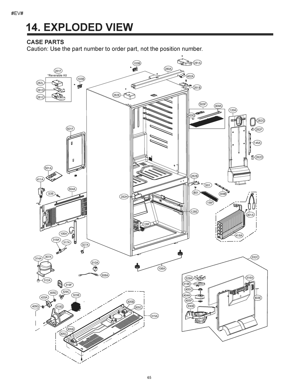 Case Parts Diagram and Parts List for GM-B228RSFM ASTCSE4 LG Refrigerator