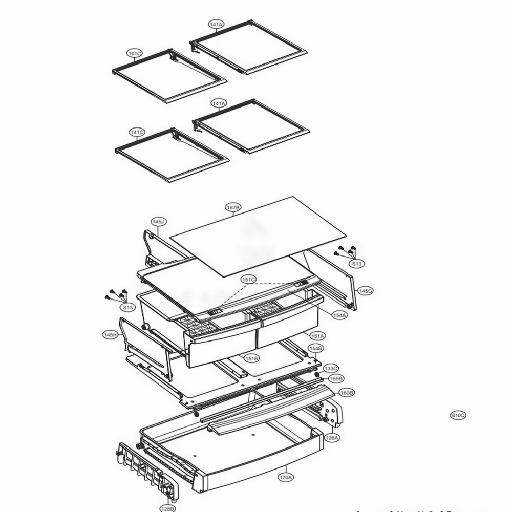 Refrigerator Parts Diagram and Parts List for LFC24786SD ASBCNA2 LG Refrigerator