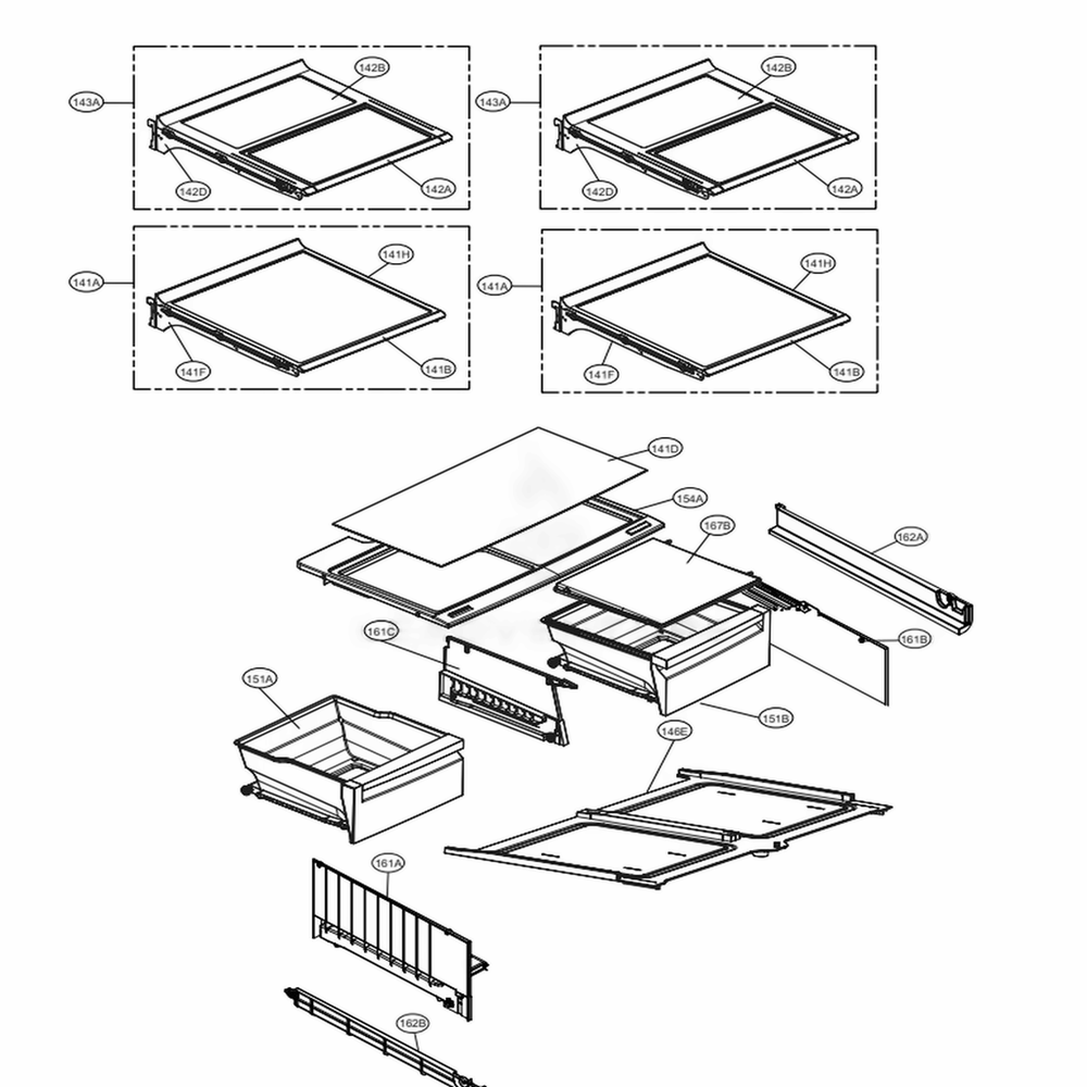Refrigerator Parts Diagram and Parts List for 72483 ASTCSE0 LG Refrigerator