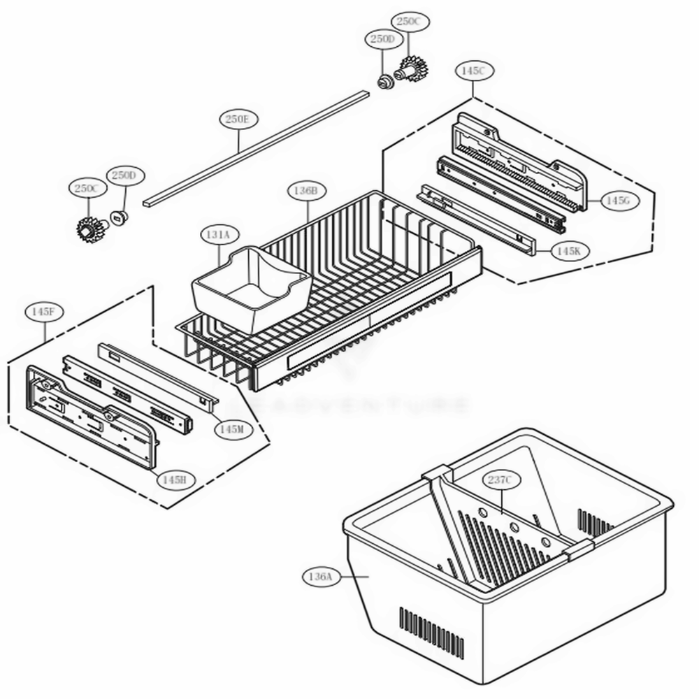 Freezer Parts Diagram and Parts List for LFX21976ST ASTCNA8 LG Refrigerator