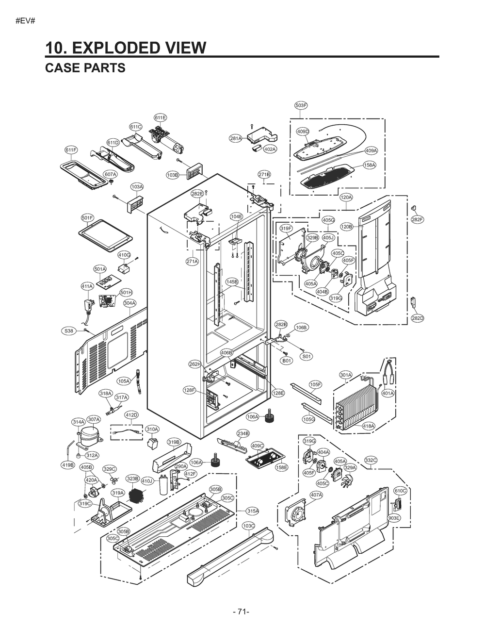 Case Parts Diagram and Parts List for GM-L268NQJP ASWCSE0 LG Refrigerator