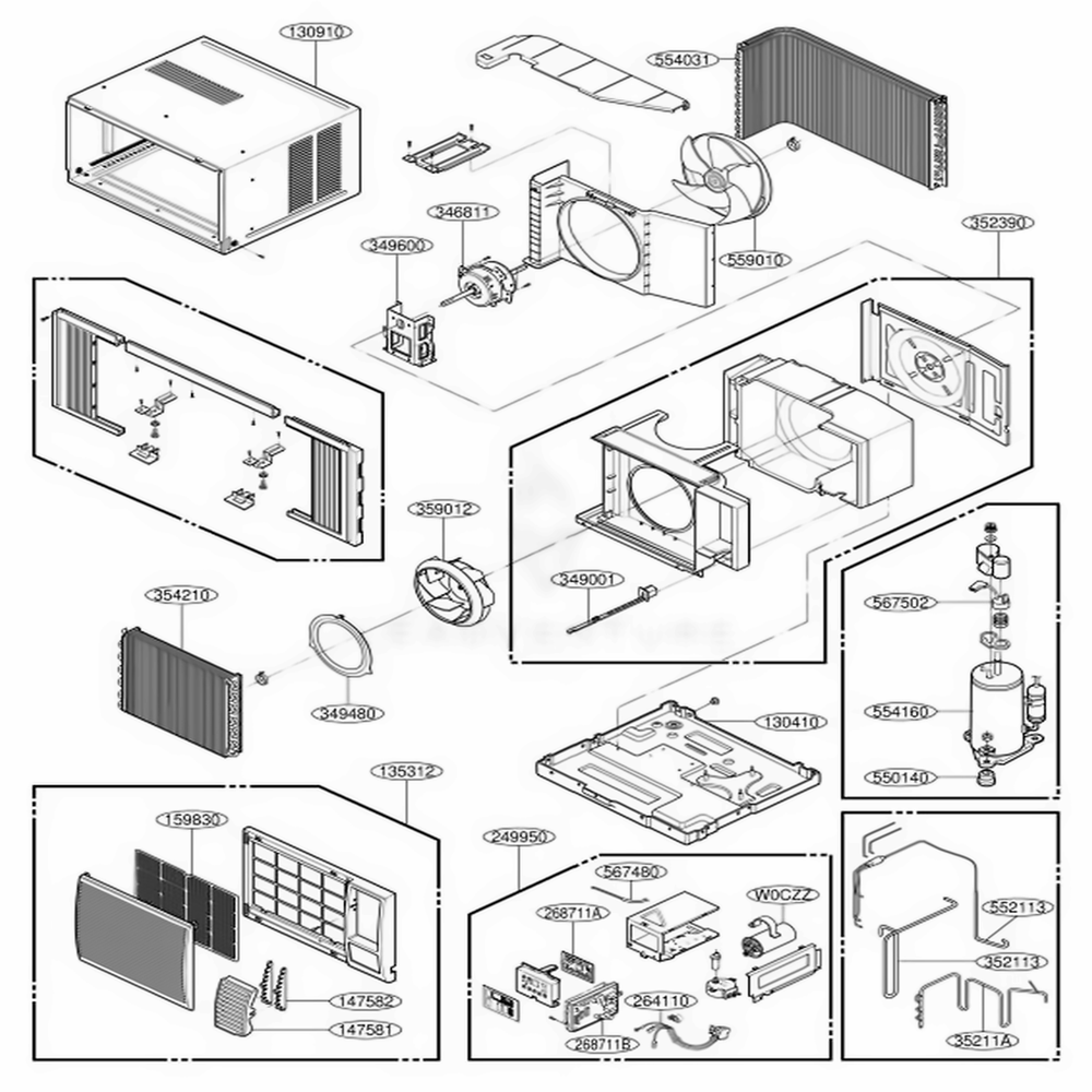 Main Diagram and Parts List for M8004R AWYAUSG LG Air Conditioner